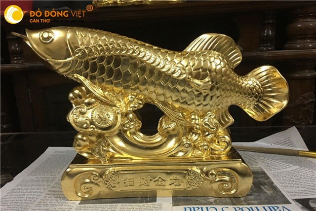TƯỢNG CÁ RỒNG DÁT VÀNG - VẬT PHẨM PHONG THỦY MANG ĐẾN BÌNH AN 