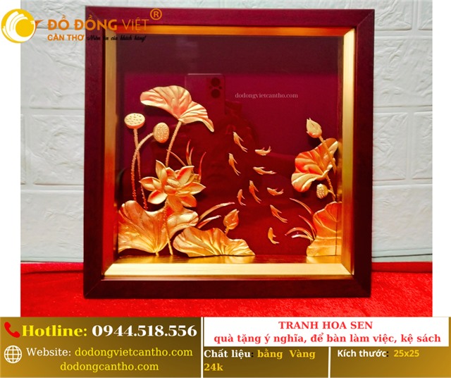 TRANH HOA SEN VÀNG 24K – TÁC PHẨM NGHỆ THUẬT PHONG THỦY TINH TẾ VÀ SANG TRỌNG