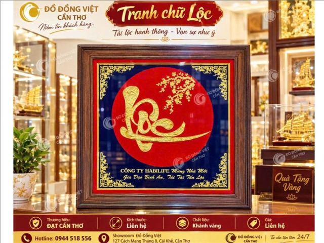Tranh Chữ Lộc Khánh Vàng Theo Yêu Cầu – Quà Tặng Sang Trọng, Ý Nghĩa