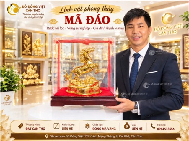TƯỢNG MÃ ĐÁO PHONG THỦY MẠ VÀNG – QUÀ TẶNG CAO CẤP, THU HÚT TÀI LỘC