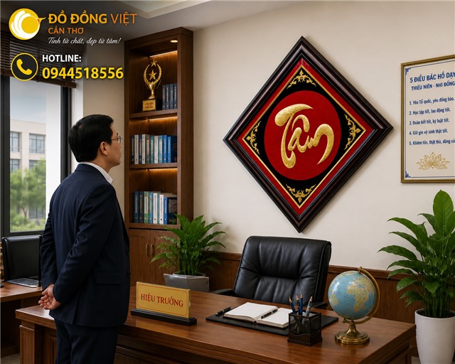 Tranh Chữ Tâm Bằng Vàng 18K – Biểu Tượng Phong Thủy Sang Trọng Và Đẳng Cấp