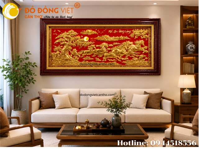 Tranh Mã Đáo Thành Công Mạ Vàng – Biểu Tượng Thành Công Và May Mắn Cho Không Gian Phòng Khách