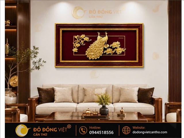 Tranh chim công dát vàng 24k Cao Cấp – Biểu Tượng Phú Quý, Hạnh Phúc
