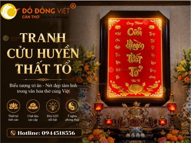 Tranh Cửu Huyền Thất Tổ – Biểu Tượng Tri Ân Tổ Tiên Trang Nghiêm Cho Không Gian Thờ Cúng