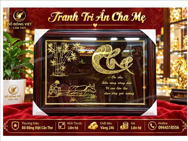 Tranh Tri Ân Cha Mẹ Dát Vàng 24K – Món Quà Ý Nghĩa Gửi Trọn Lòng Hiếu Thảo