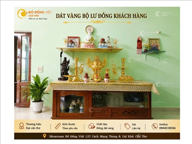 Dát Vàng Bộ Lư Nhà Khách Hàng – Đồ Đồng Việt Cần Thơ Chuyên Nhận Dát Vàng Trên Mọi Chất Liệu