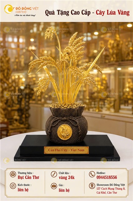 Chậu Lúa Vàng 24K – Quà Tặng Phong Thủy Cao Cấp | Đồ Đồng Việt Cần Thơ