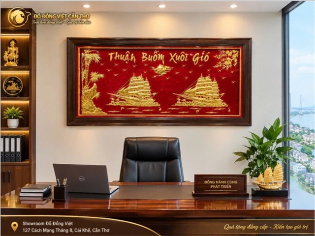 Tranh Thuyền Buồm Xuôi Gió Vàng 24K – Quà Tặng Cao Cấp