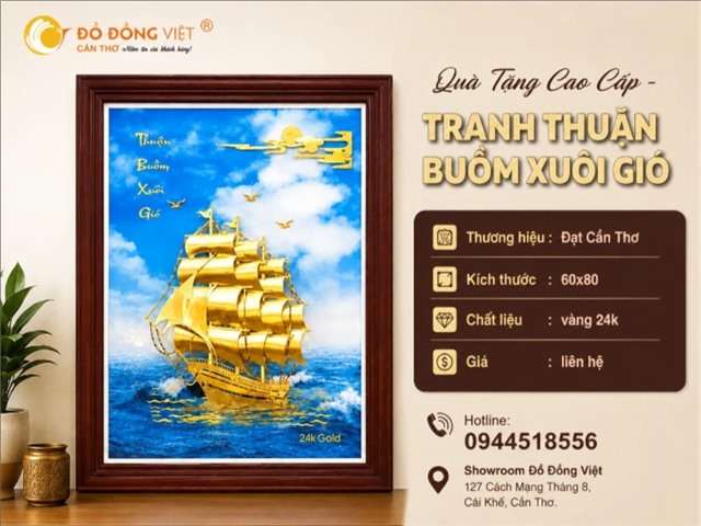 Tranh Thuận Buồm Xuôi Gió Mạ Vàng 24K – Quà Tặng Cao Cấp, Ý Nghĩa