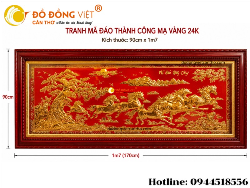 Kích thước Tranh Mã Đáo Thành Công mạ vàng